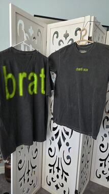 Charli XCX Brat Graphic Tee Small Black Acid Wash Pop Music Shirt Y2K